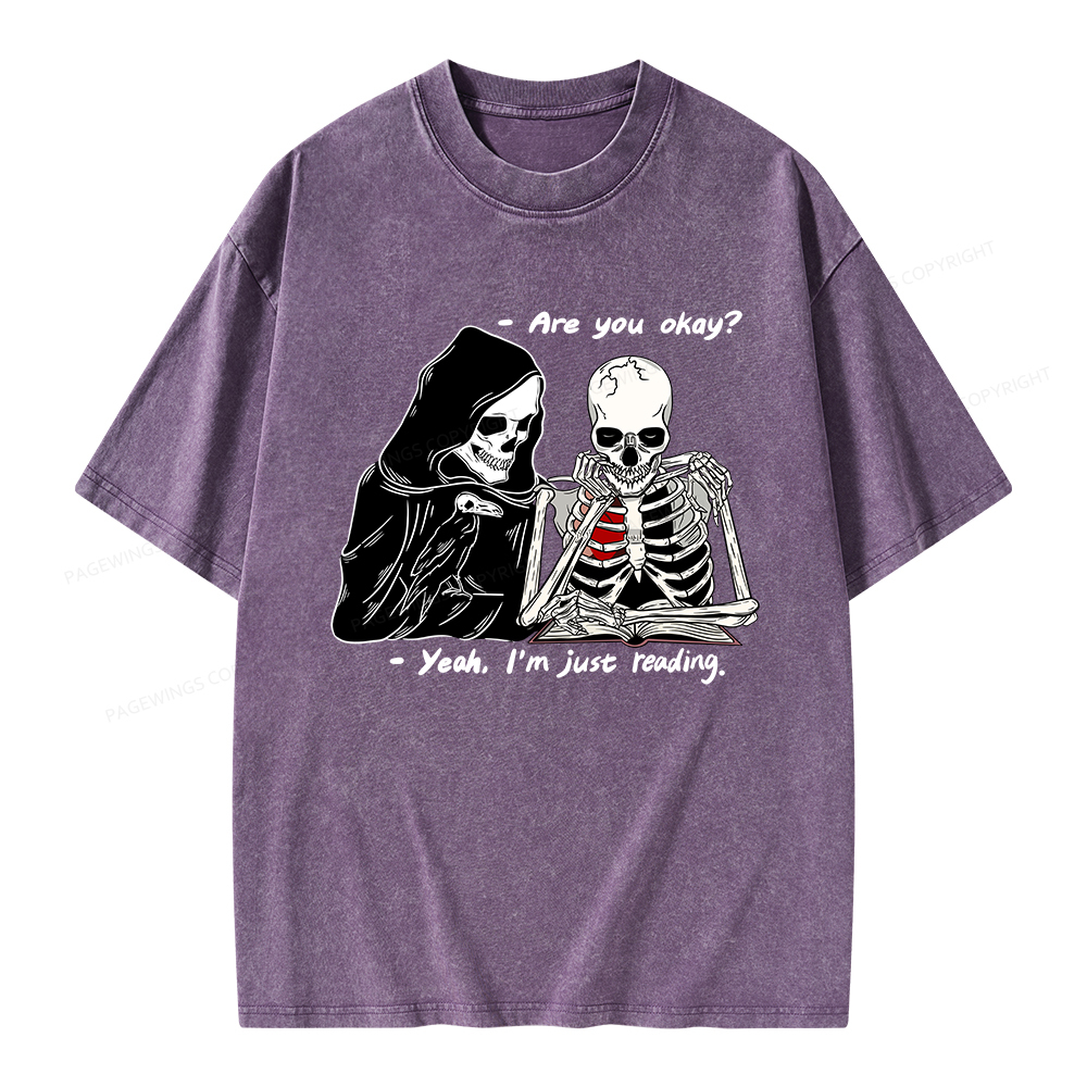 Pagewings Yeah I'm Just Reading Unisex Washed T-shirt