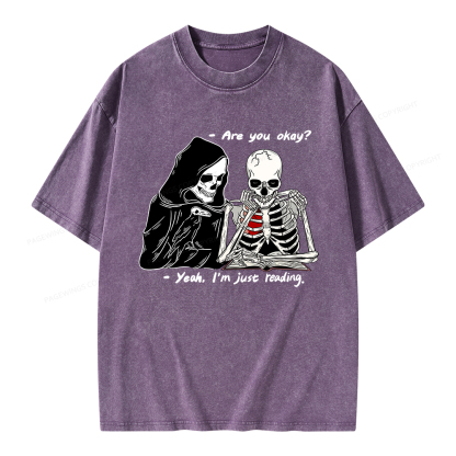 Pagewings Yeah I'm Just Reading Unisex Washed T-shirt