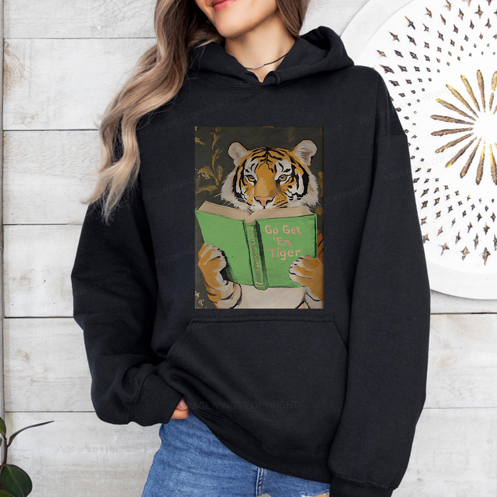 Pagewings Motivational Tiger Reading Unisex Classic Hoodie