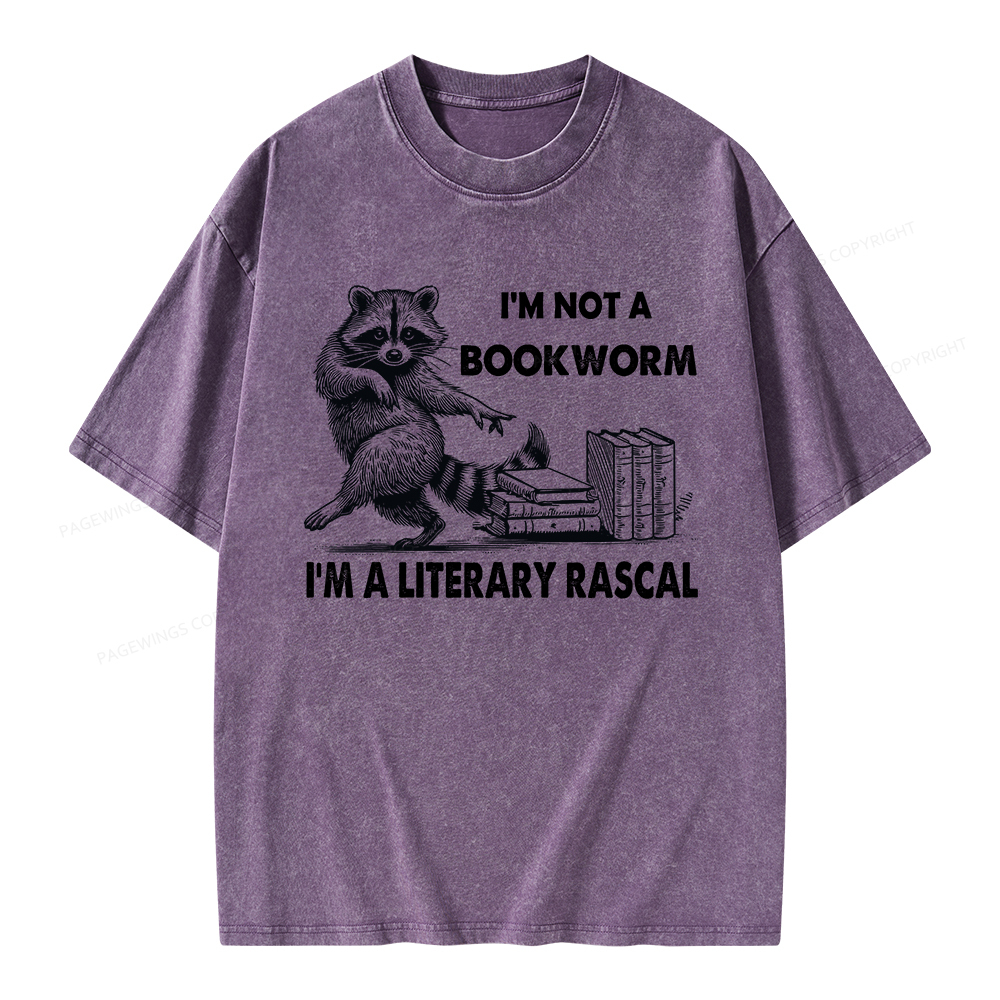Pagewings I'm Not A Bookworm I'm A Literary Rascal Unisex Washed T-shi