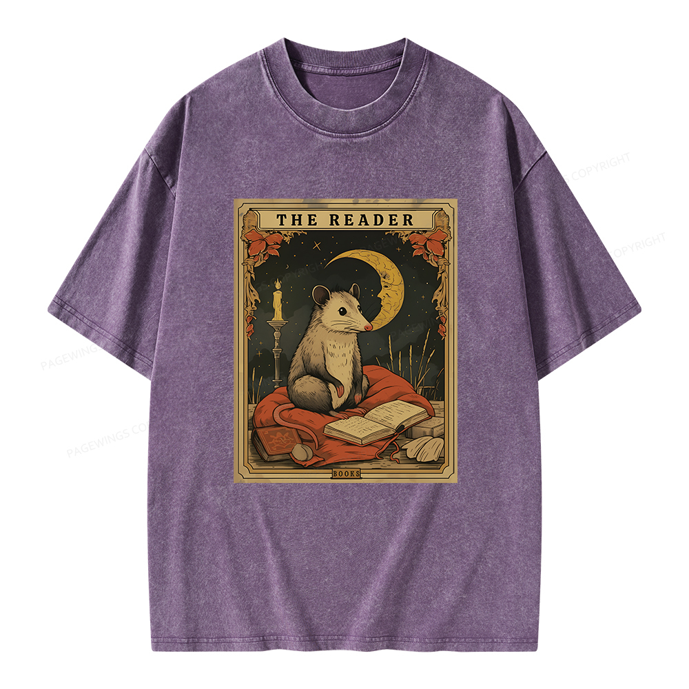 Pagewings The Reader Tarot Card Unisex Washed T-shirt