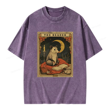 Pagewings The Reader Tarot Card Unisex Washed T-shirt