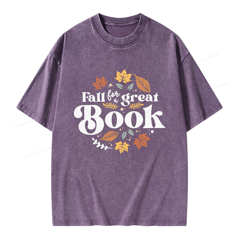 Pagewings Thanksgiving Fall For A Great Book Unisex Washed T-shirt