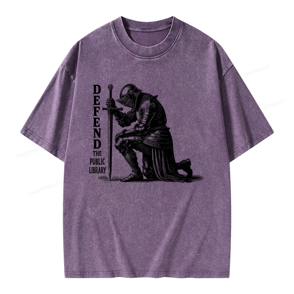 Pagewings Defend the Public Library Unisex Washed T-shirt