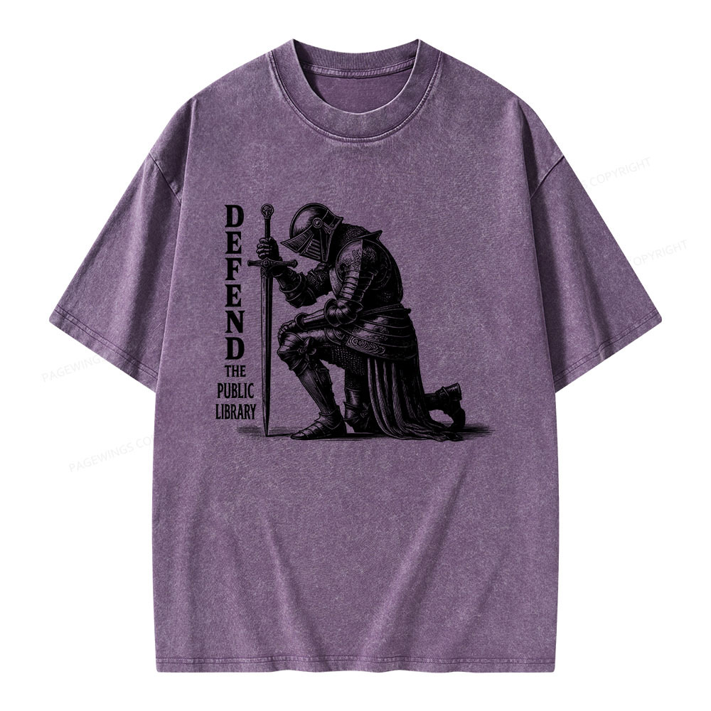 Pagewings Defend the Public Library Unisex Washed T-shirt