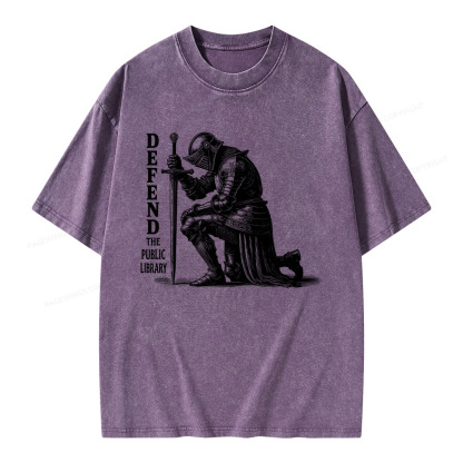 Pagewings Defend the Public Library Unisex Washed T-shirt
