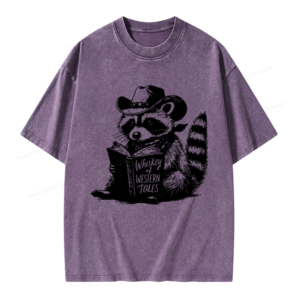 Pagewings Whiskey of Western Tales Unisex Washed T-shirt