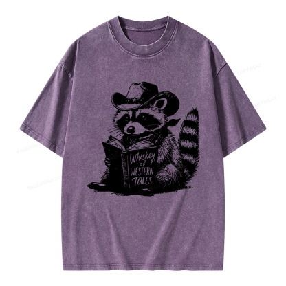 Pagewings Whiskey of Western Tales Unisex Washed T-shirt