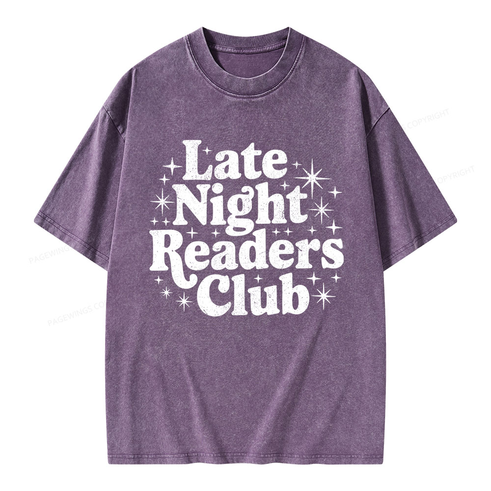 Pagewings Late Night Readers Club Unisex Washed T-shirt