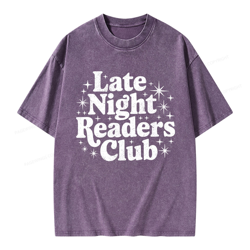 Pagewings Late Night Readers Club Unisex Washed T-shirt