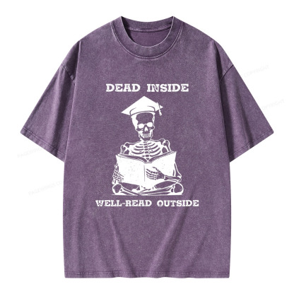 Pagewings Dead Inside Well-Read Outside Unisex Washed T-shirt