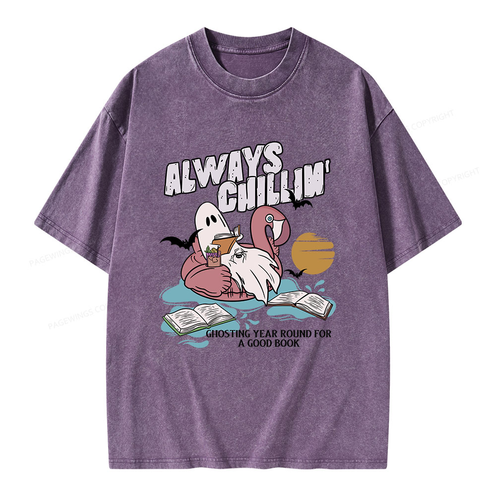 Pagewings Book Lover Summerween Always Chillin' Unisex Washed T-shirt