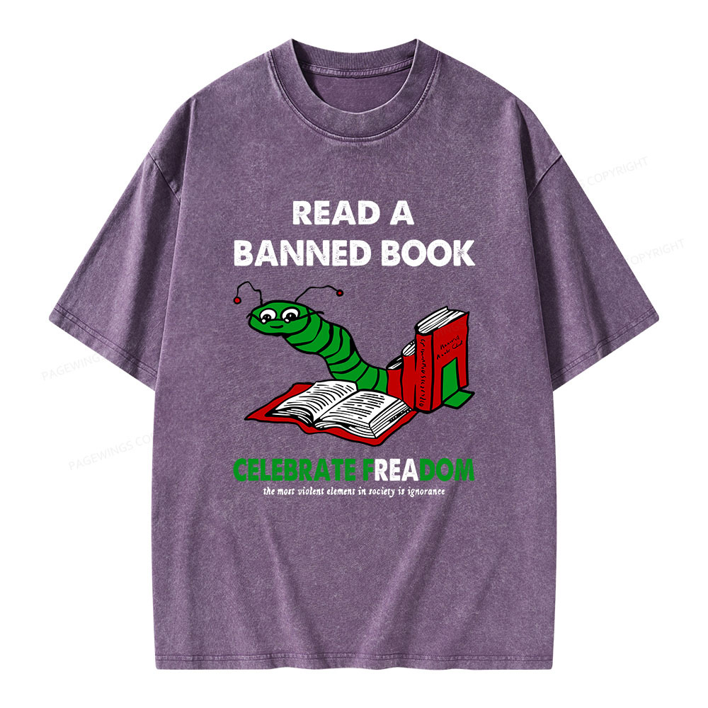 Pagewings Read A Banned Book Unisex Washed T-shirt