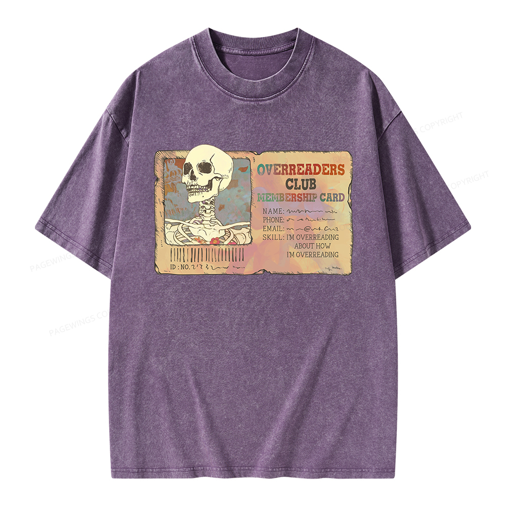 Pagewings Overreaders Club Membership Card Unisex Washed T-shirt