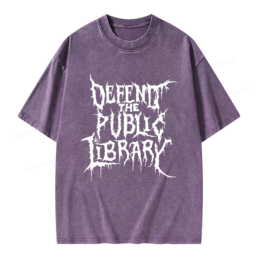 Pagewings Defend The Public Library Unisex Washed T-shirt
