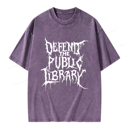 Pagewings Defend The Public Library Unisex Washed T-shirt