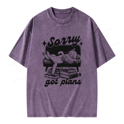 Pagewings Sorry Got Plans Unisex Washed T-shirt