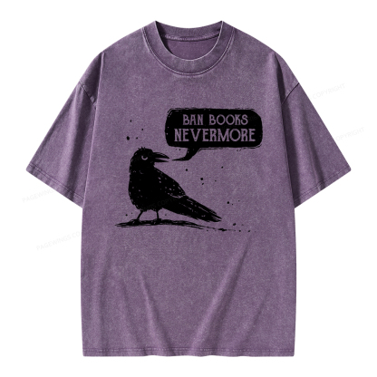 Pagewings Ban Books Nevermore Unisex Washed T-shirt