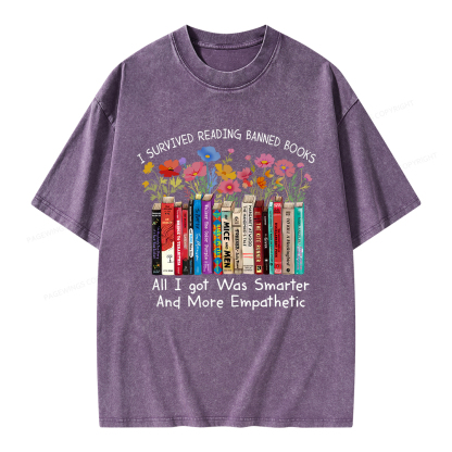 Pagewings Survived Banned Books Got Smarter Unisex Washed T-shirt