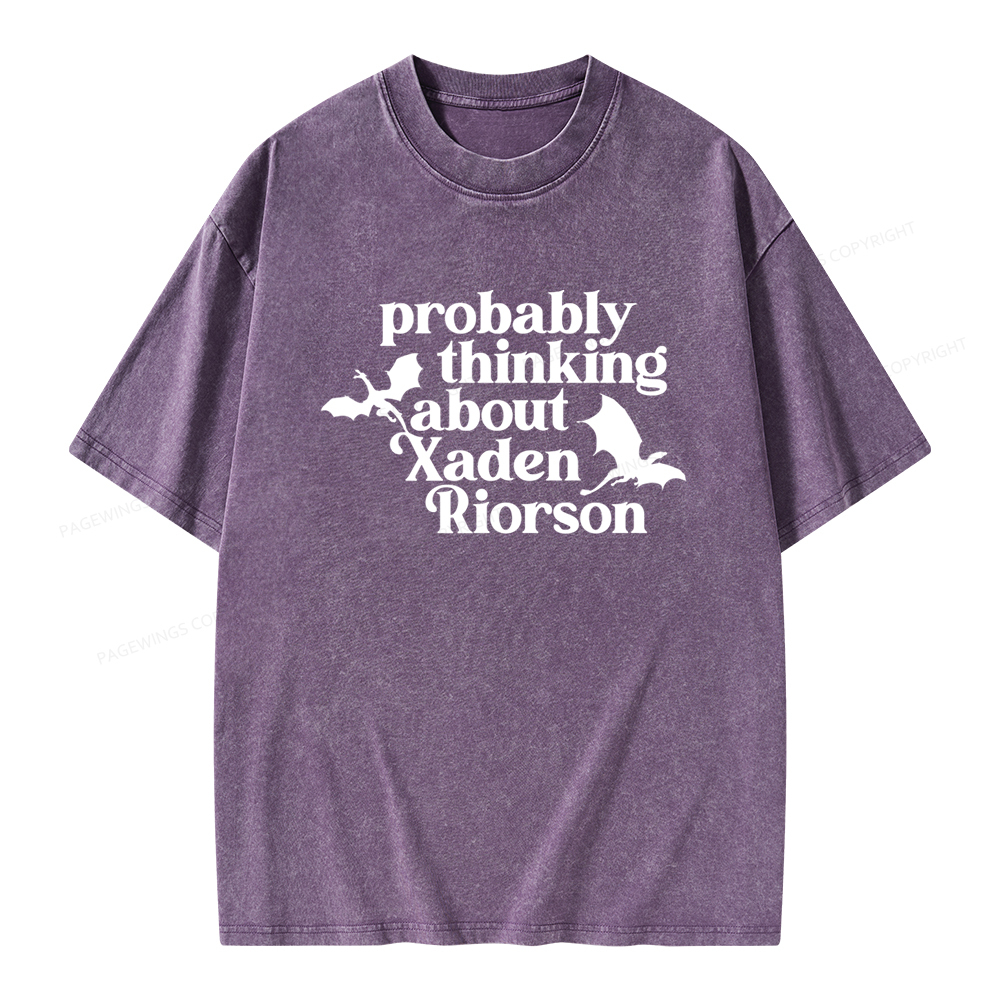 Pagewings Probably Thinking About Xaden Riorson Unisex Washed T-shirt