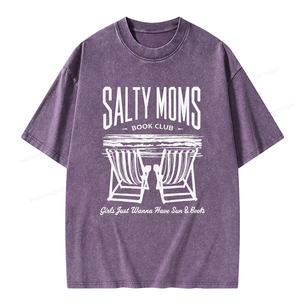 Pagewings Salty Moms Book Club Unisex Washed T-shirt