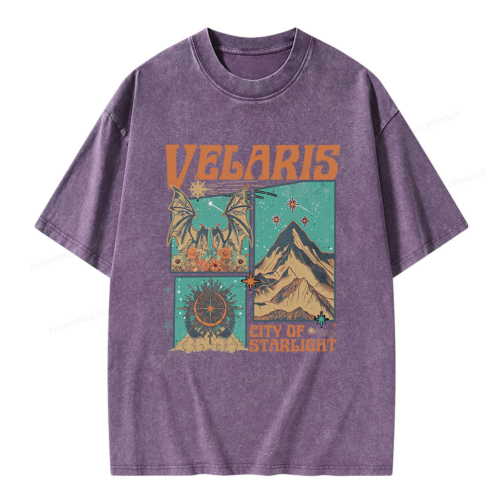 Pagewings Velaris City Of Starlight Unisex Washed T-shirt