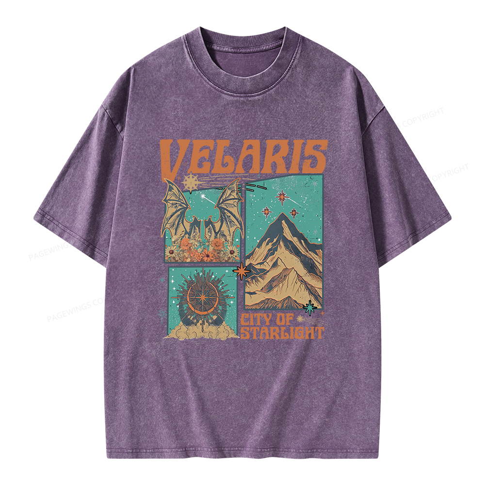 Pagewings Velaris City Of Starlight Unisex Washed T-shirt