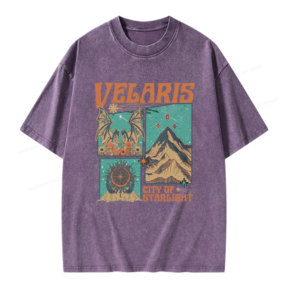 Pagewings Velaris City Of Starlight Unisex Washed T-shirt