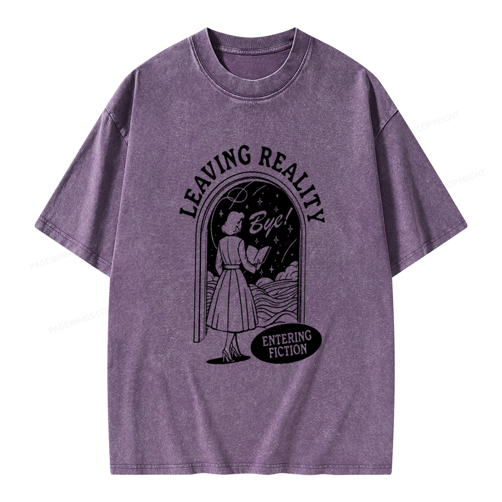 Pagewings Leaving Reality Entering Fiction Shirt Unisex Washed T-shirt