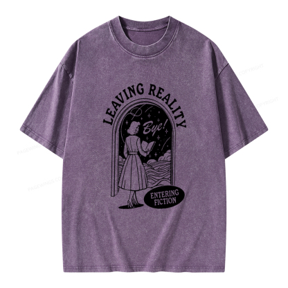 Pagewings Leaving Reality Entering Fiction Shirt Unisex Washed T-shirt