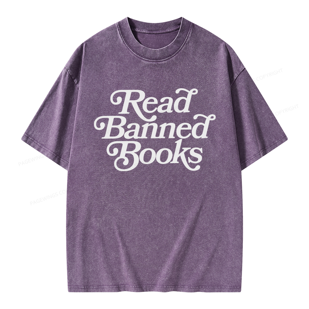 Pagewings Read Band Books Freedom Read Unisex Washed T-shirt