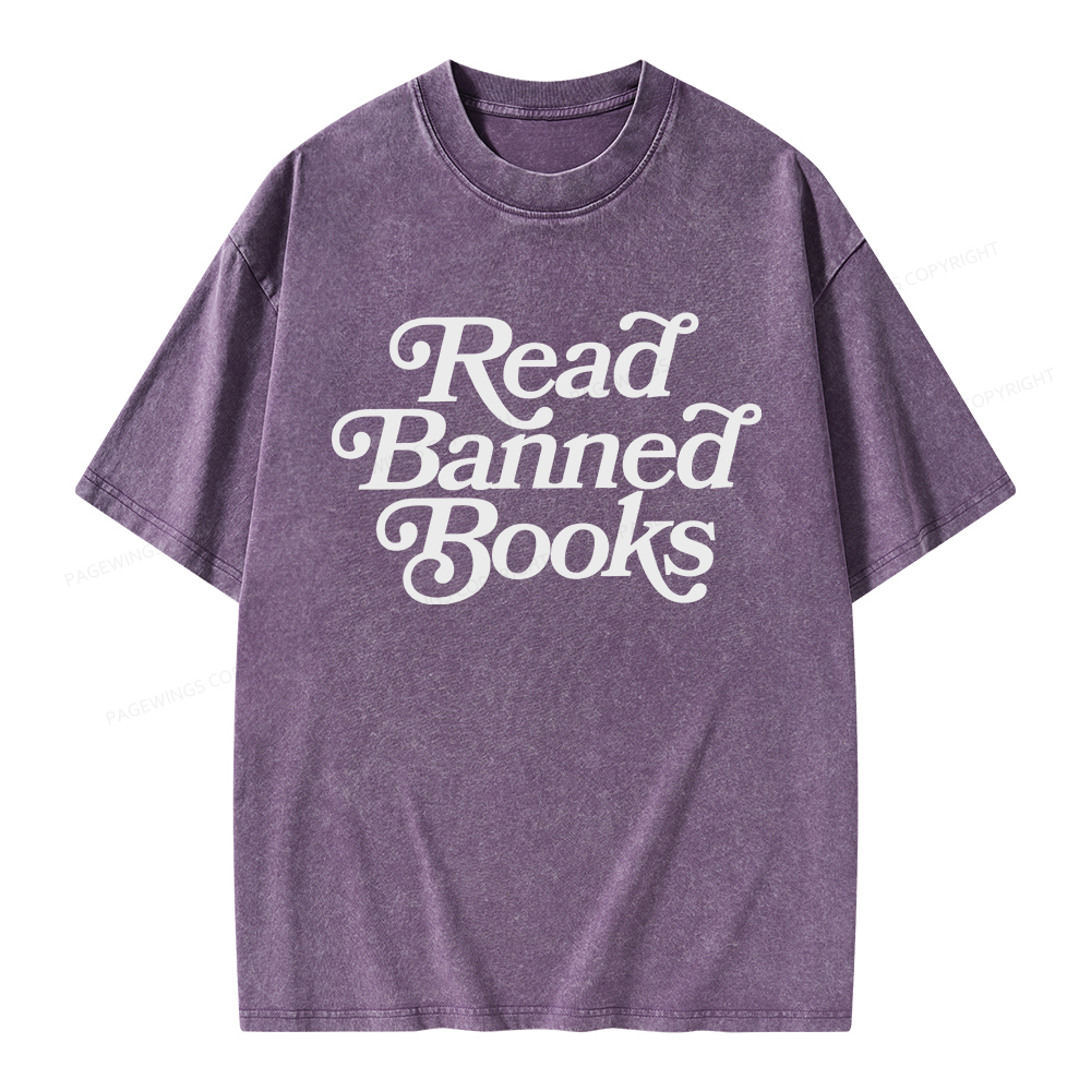 Pagewings Read Band Books Freedom Read Unisex Washed T-shirt