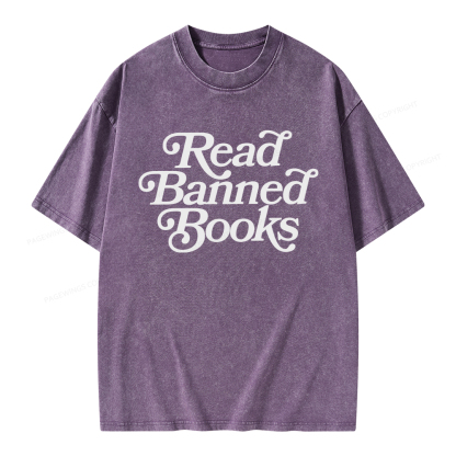 Pagewings Read Band Books Freedom Read Unisex Washed T-shirt