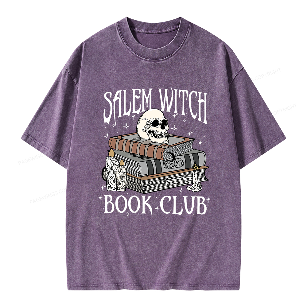 Pagewings Salem Witch Book Club Unisex Washed T-shirt