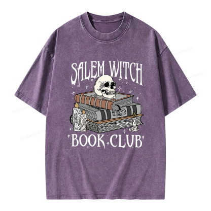 Pagewings Salem Witch Book Club Unisex Washed T-shirt