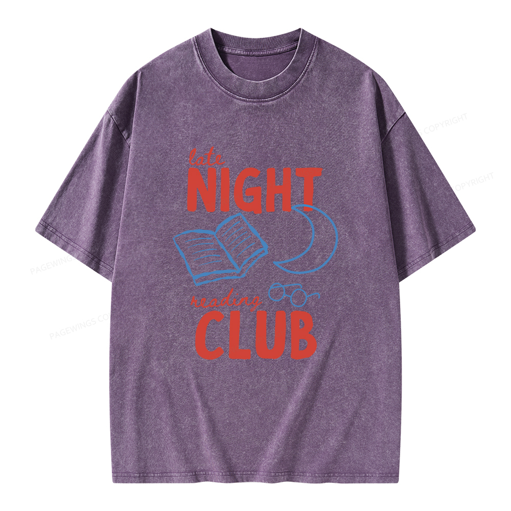 Pagewings Late Night Reading Club Unisex Washed T-shirt