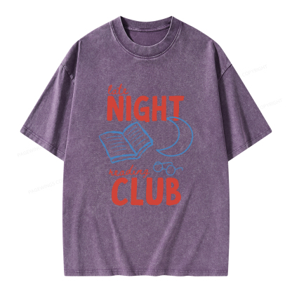 Pagewings Late Night Reading Club Unisex Washed T-shirt