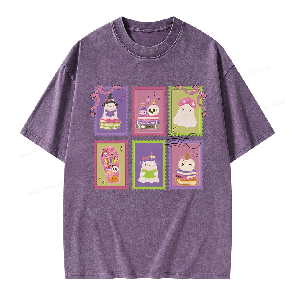 Pagewings Bookish Halloween Unisex Washed T-shirt