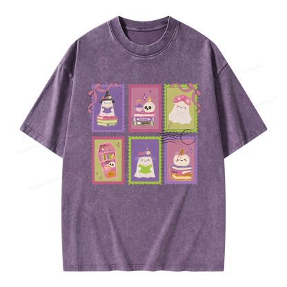 Pagewings Bookish Halloween Unisex Washed T-shirt