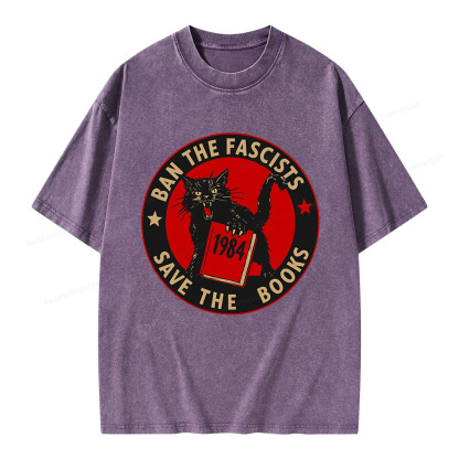 Pagewings Ban The Fascists Save The Books Unisex Washed T-shirt