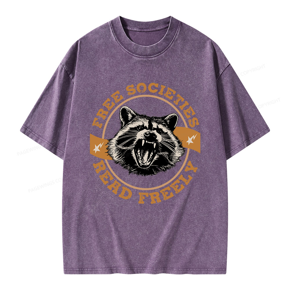 Pagewings Free Societies Read Freely Unisex Washed T-shirt