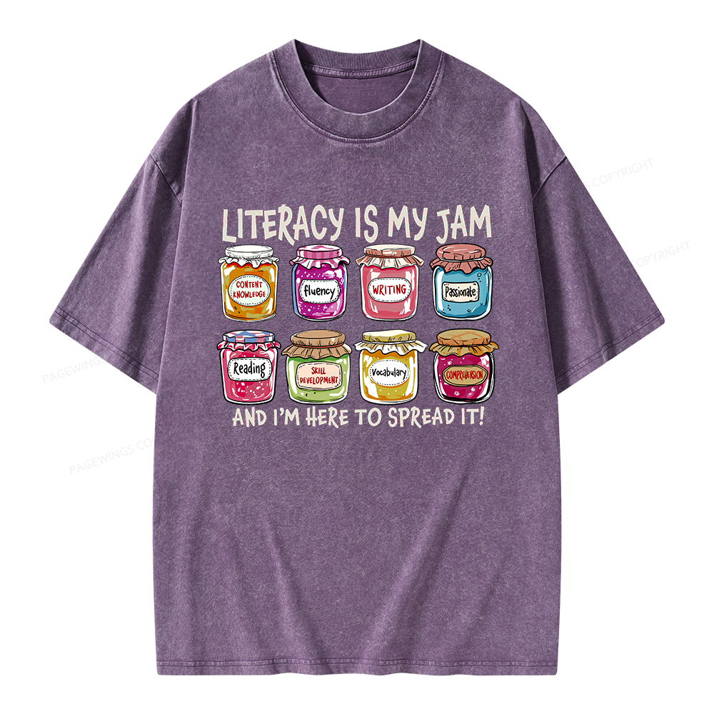 Pagewings Literacy Is My Jam Unisex Washed T-shirt