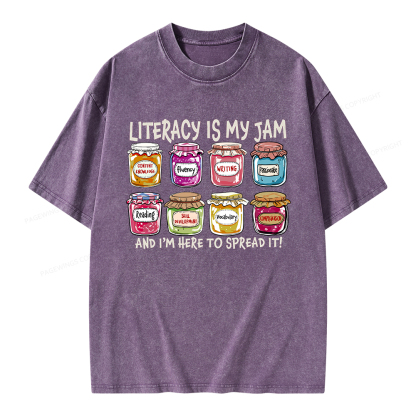 Pagewings Literacy Is My Jam Unisex Washed T-shirt