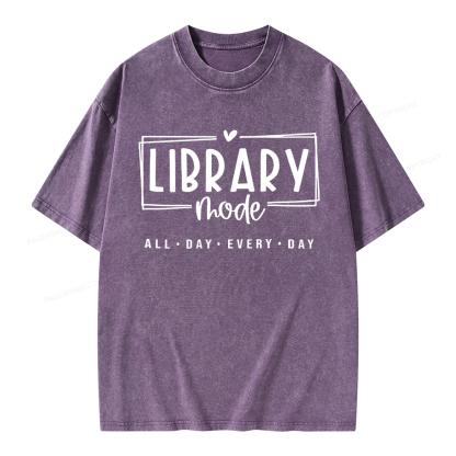 Pagewings Library Mode Unisex Washed T-shirt