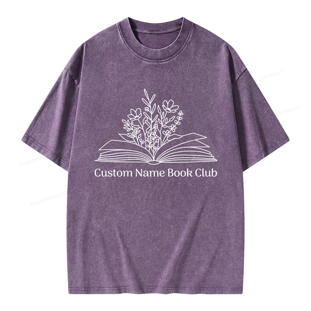 Pagewings Personalized Custom Name Book Club Unisex Washed T-shirt