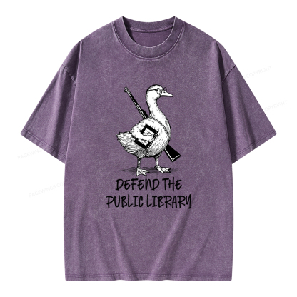 Pagewings Defend The Public Library Unisex Washed T-shirt
