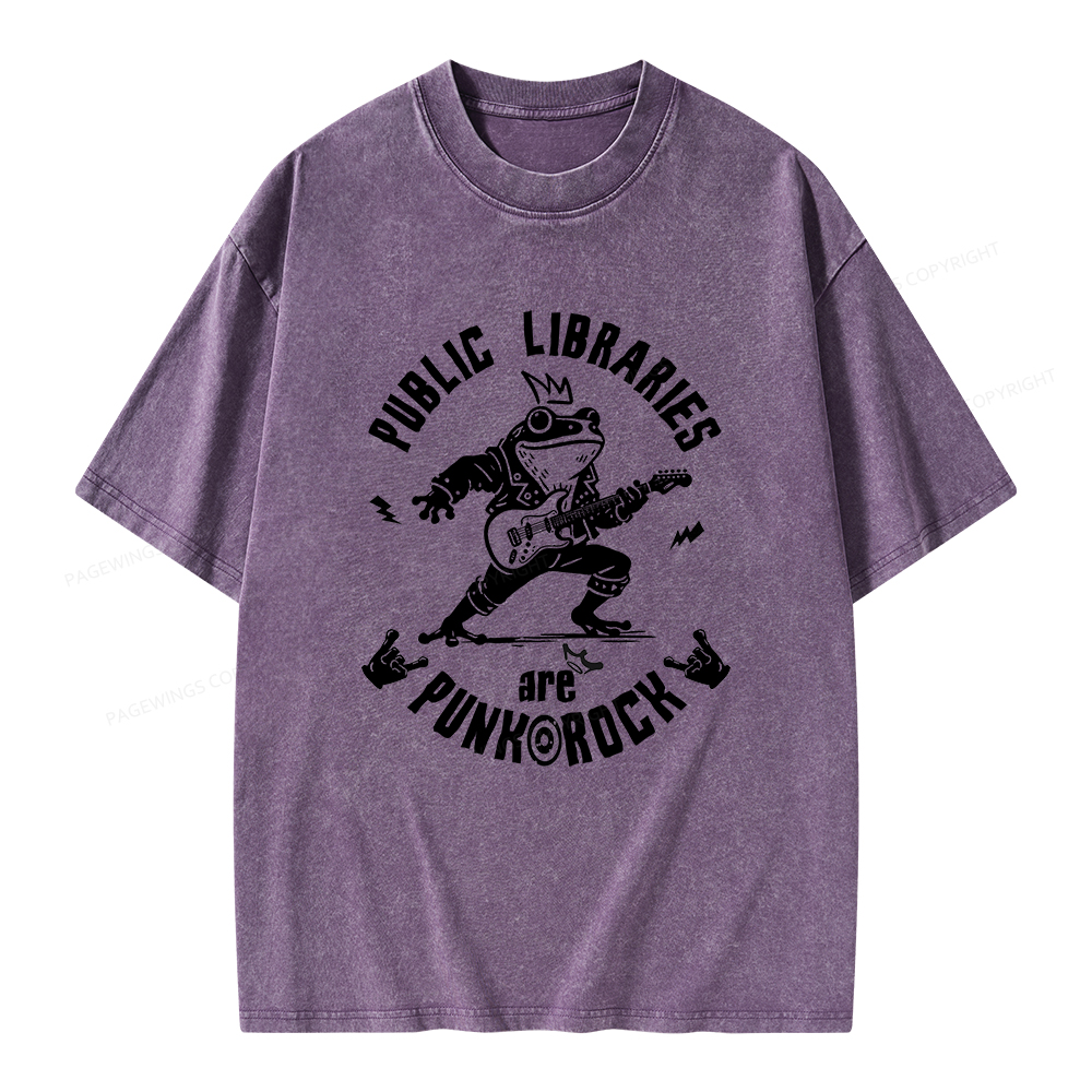 Pagewings Public Libraries Are Punk And Rock Unisex Washed T-shirt