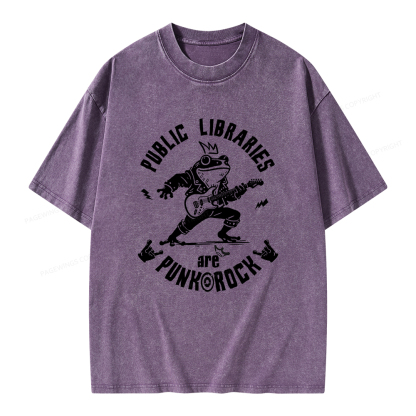 Pagewings Public Libraries Are Punk And Rock Unisex Washed T-shirt