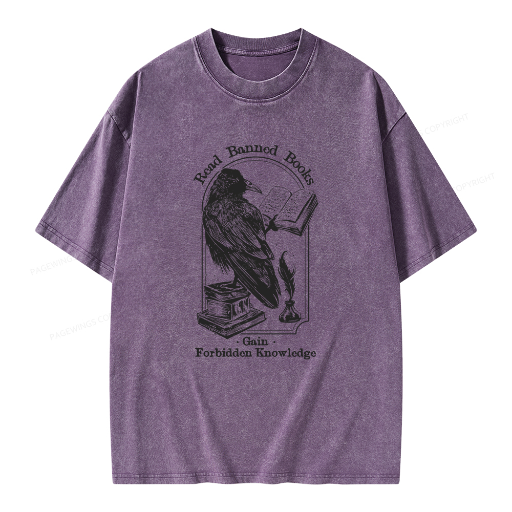 Pagewings Read Banned Books Gain Forbidden Knowledge Unisex Washed T-shirt