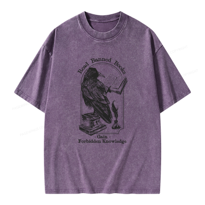 Pagewings Read Banned Books Gain Forbidden Knowledge Unisex Washed T-shirt